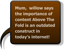 Mum,  willow says the importance of content Above The Fold is an outdated construct in today’s internet!